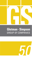 Glotman Simpson Group of Companies 50th Anniversary Vertical logo